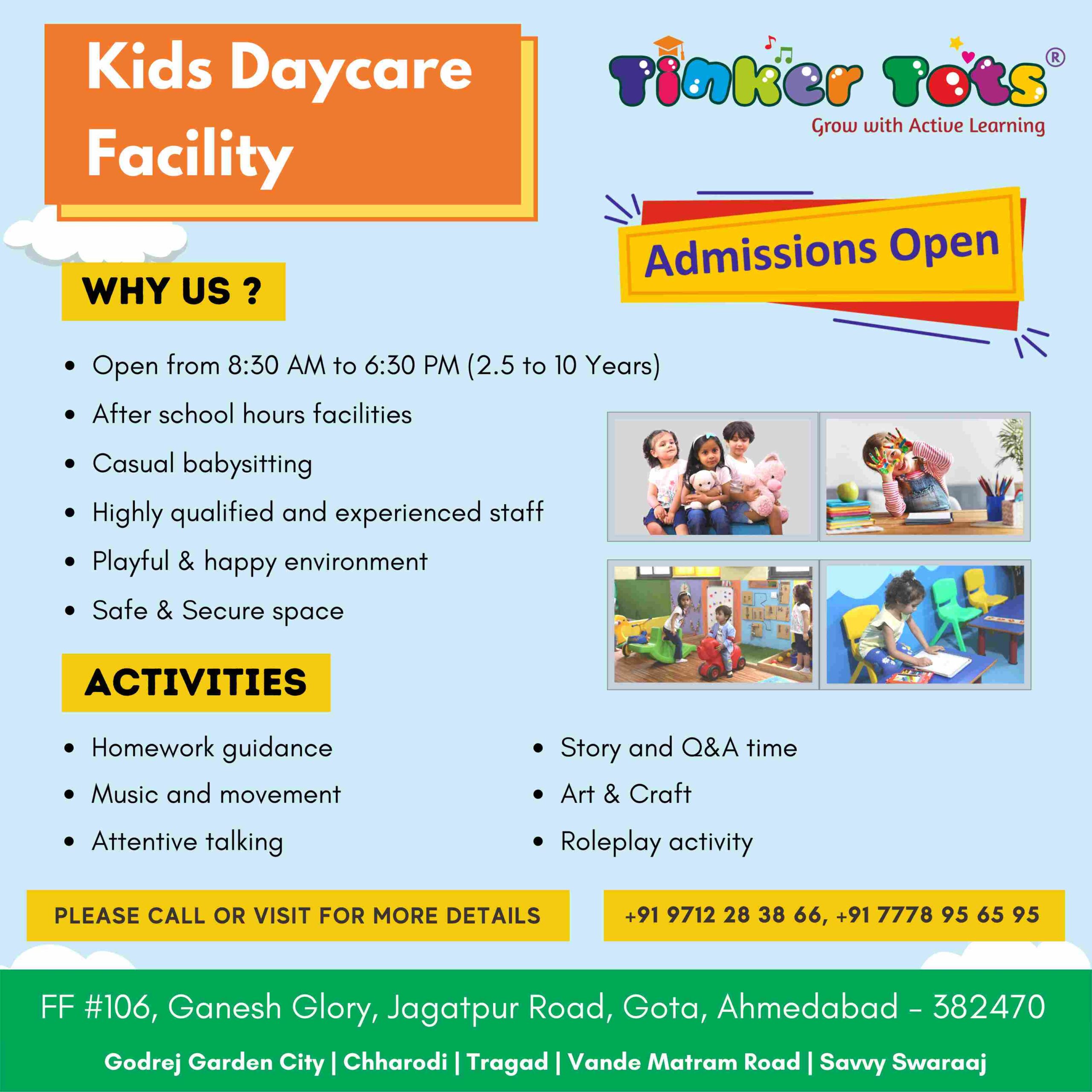 Tinker Tots Daycare Admission open Ahmedabad