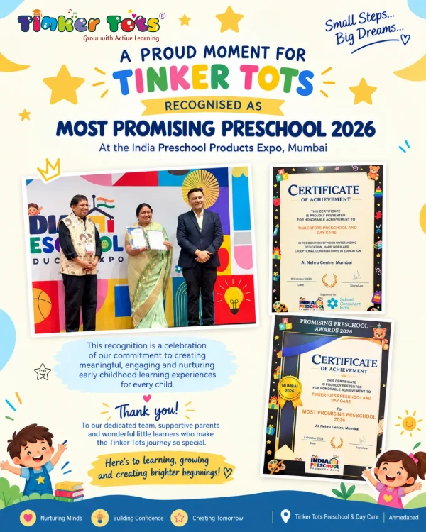 Tinker Tots recognized as Most Promising Preschool 2026 at India Preschool Products Expo